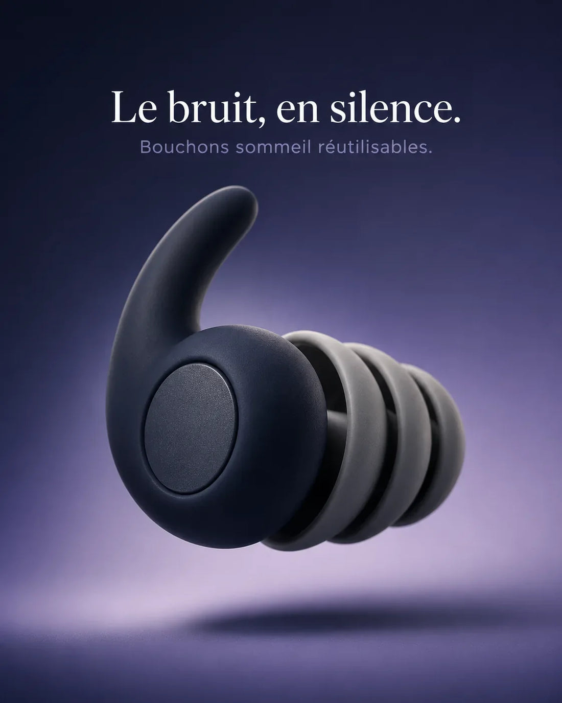 Bouchon d'oreille sommeil MUTELY coloris nuit sur fond crépuscule