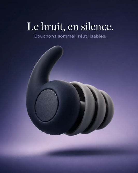 Bouchon d'oreille sommeil MUTELY coloris nuit sur fond crépuscule